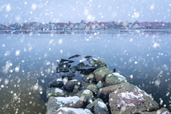 Ακτή Της Βαλτικής Θάλασσας Κοντά Στο Solvesborg Χειμώνα Σουηδία — Φωτογραφία Αρχείου