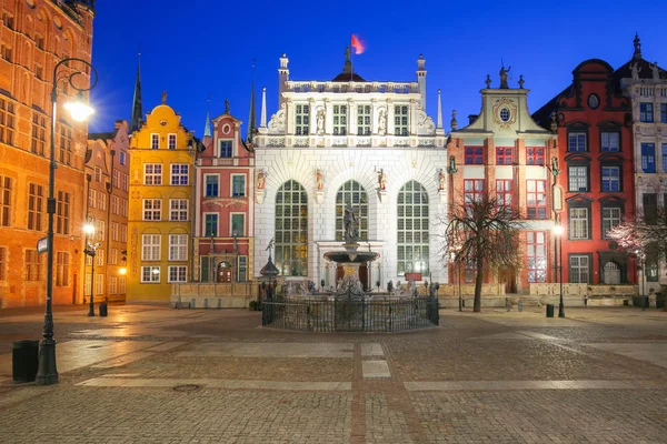 Architecture Cour Artus Gdansk Nuit Pologne — Photo