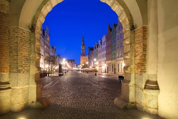 Vackra Arkitekturen Den Gamla Staden Gdansk Vid Gryningen Polen — Stockfoto
