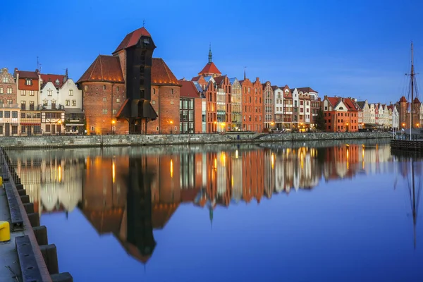 Hermoso Casco Antiguo Gdansk Con Grulla Histórica Río Motlawa Polonia — Foto de Stock