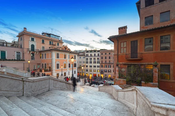 Spanska Trappan Rom Skymningen Italien — Stockfoto