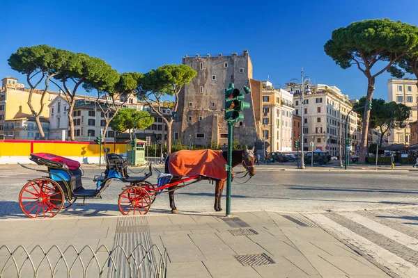 Chariot Dans Vieille Ville Rome Italie — Photo