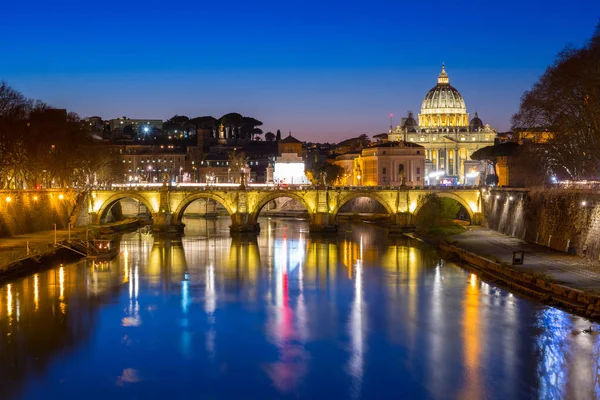 Basilica San Pietro Vaticano Con Ponte Sant Angelo Roma — Foto Stock