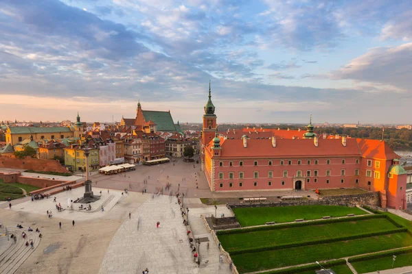 Náměstí Královský Zámek Varšavě Města Při Západu Slunce Polsko — Stock fotografie