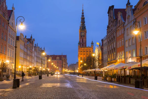 Gdansk Polonya Mart 2019 Şafakta Polonya Gdansk Eski Şehrin Uzun — Stok fotoğraf