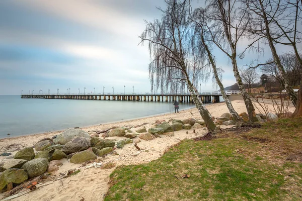 Östersjö Stranden Gdynia Orlowo Gryning Polen — Stockfoto