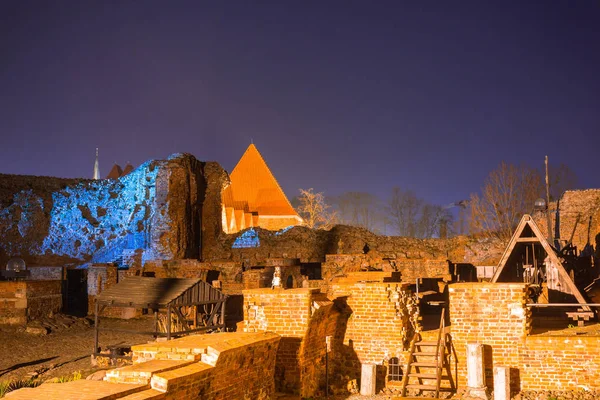 Ruins Teutonic Knights Castle Torun Night Poland — Stock Photo, Image
