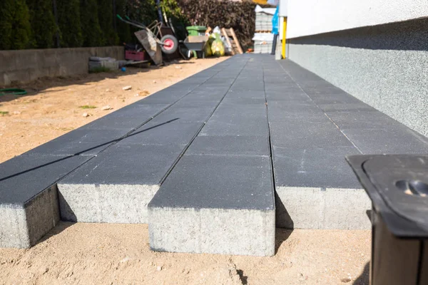 Concrete Paver Blocks Laid House — Stock Photo, Image
