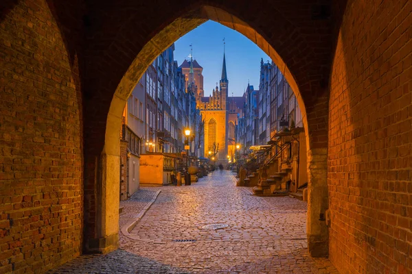 Amazing Architecture Mariacka Street Old Town Gdansk Night Poland — Stock Photo, Image