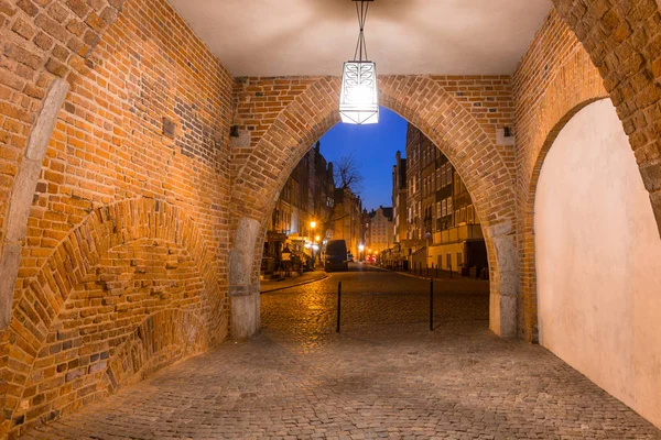 Beautiful Gate Old Town Gdansk Night Poland — Stock Photo, Image