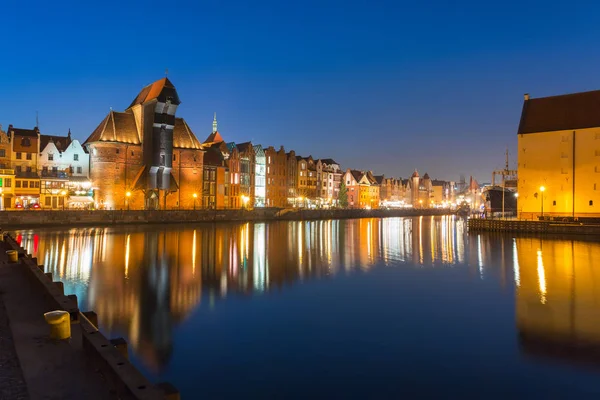 Arquitetura Cidade Velha Gdansk Com Guindaste Histórico Rio Motlawa Polônia — Fotografia de Stock