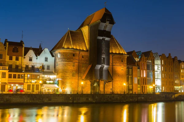 Motlawa Nehri Nde Tarihi Crane Ile Gdansk Eski Kent Mimarisi — Stok fotoğraf