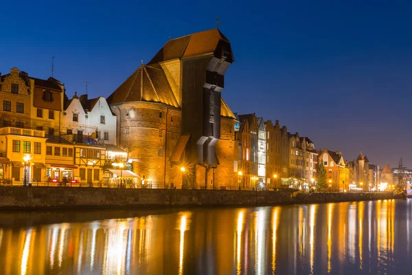 Motlawa Nehri 'nde tarihi Crane ile Gdansk eski kent mimarisi, Polonya