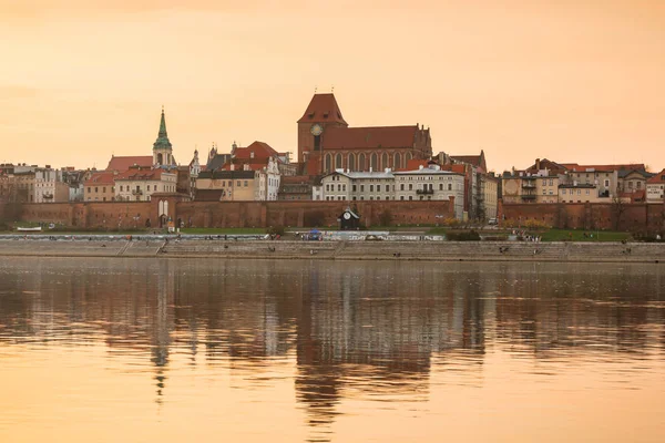 Торунь Польща Березня 2019 Дивовижний Захід Сонця Над Річкою Вісла — стокове фото