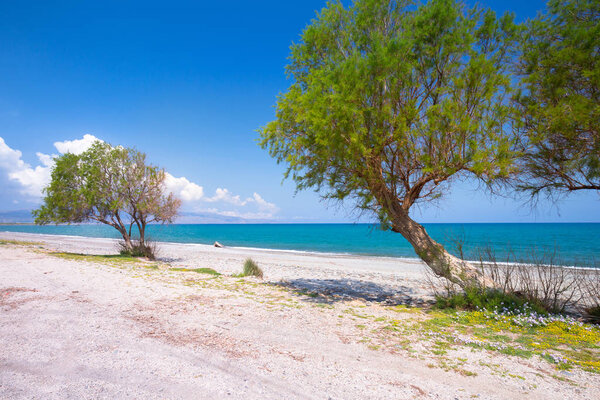 Scenery of Maleme beach on Crete, Greece