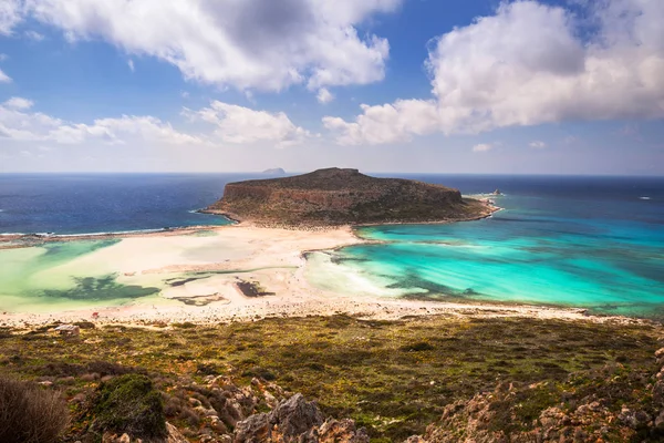 Nádherná Scenérie Pláže Balos Krétě Řecku — Stock fotografie