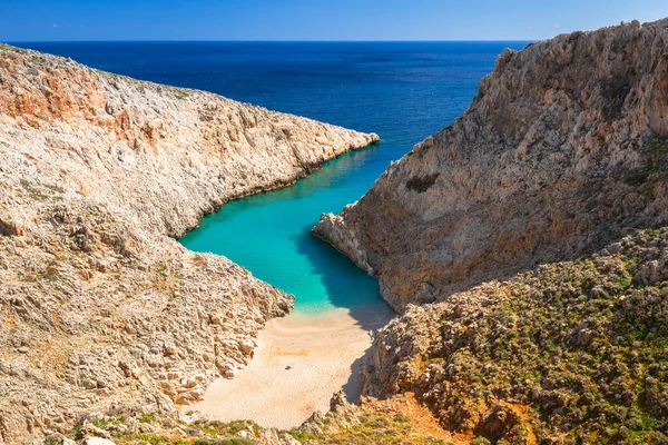 Krásná Pláž Seitan Limania Krétě Řecko — Stock fotografie