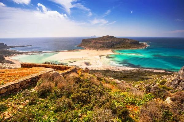 Nádherná Scenérie Pláže Balos Krétě Řecku — Stock fotografie