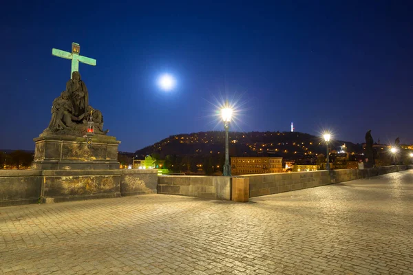 Beautiful Charles Bridge Prague Night Czech Republic — Stock Photo, Image