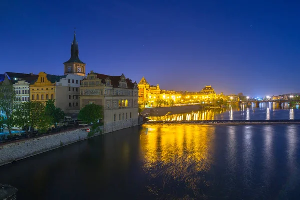 Vista Desde Puente Charles Praga Por Noche República Checa — Foto de Stock