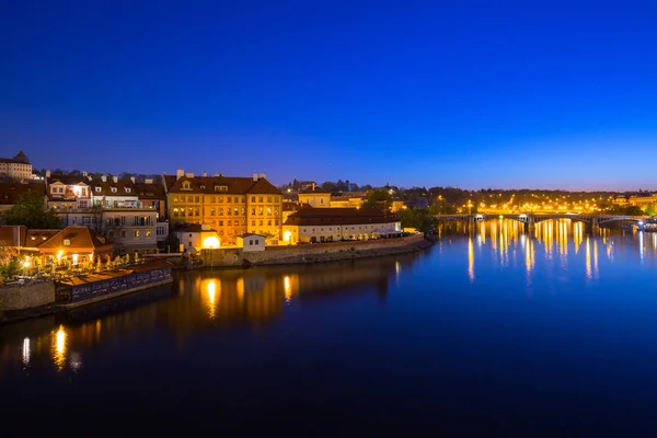 Uitzicht Vanaf Karelsbrug Praag Nachts Tsjechië — Stockfoto