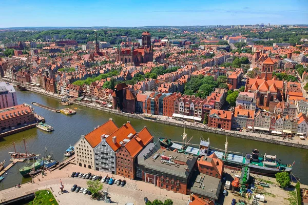 Vista Aérea Cidade Velha Gdansk Cenário Verão Polônia — Fotografia de Stock