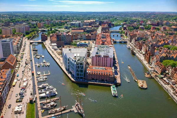 Vista Aérea Cidade Velha Gdansk Cenário Verão Polônia — Fotografia de Stock