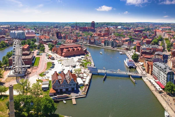 Luchtfoto Van Oude Stad Van Gdansk Het Zomerlandschap Polen — Stockfoto