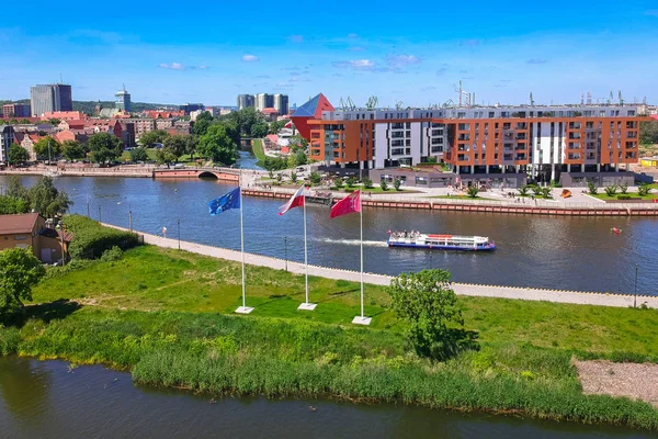 波兰Gdansk古城夏季风景的空中景观 — 图库照片
