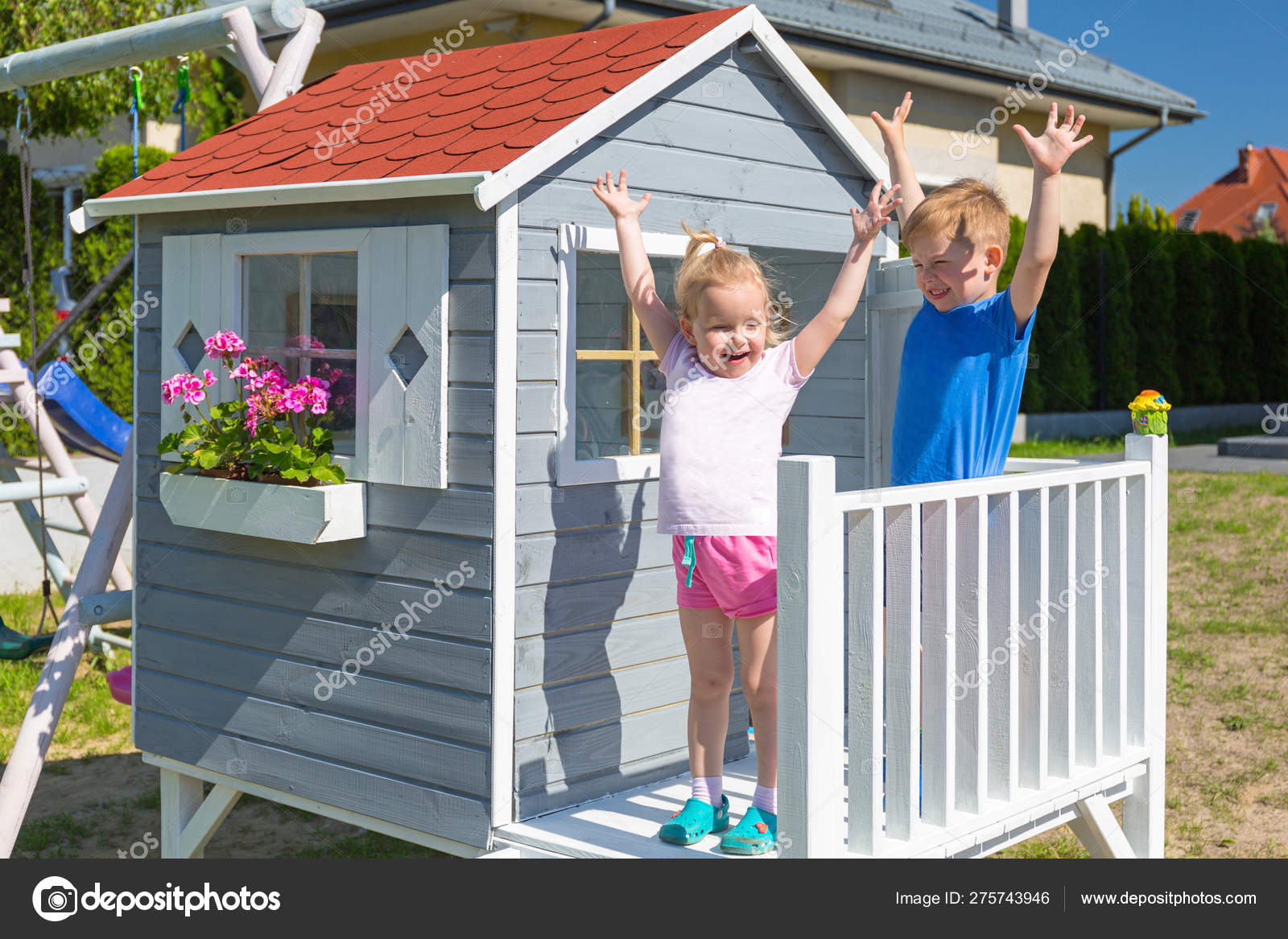 Little Boy Girl Twins Beautiful Garden House Stock Photo Image By C Patryk Kosmider