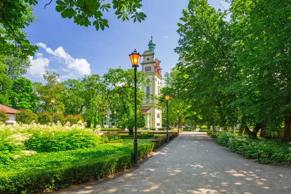 Beautiful Green Park Old Church Sopot Poland — Stock Photo, Image