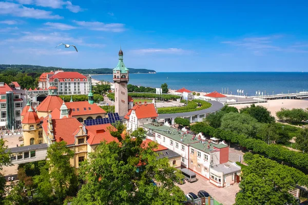 Красивый Пейзаж Сопота Балтийском Море Деревянным Пирсом Польша — стоковое фото