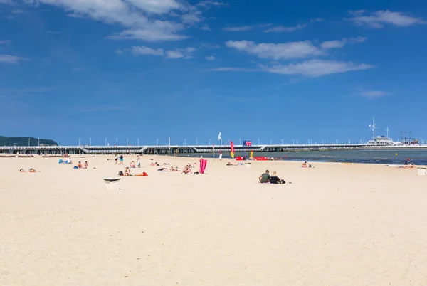 Sopot Polônia Junho 2019 Pessoas Praia Mar Báltico Sopot Polônia — Fotografia de Stock