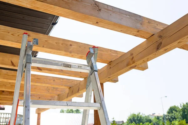 New wooden roof terrace in the garden