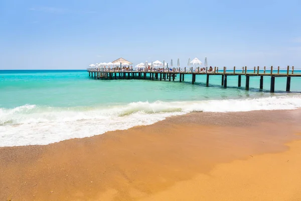 Scenerii Plaży Riwierze Tureckiej Pobliżu Side — Zdjęcie stockowe