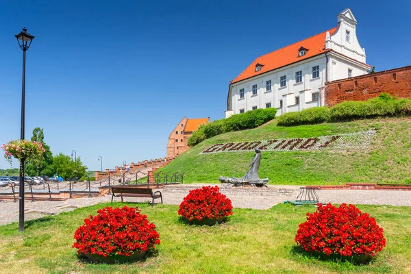 Gyönyörű Építészet Grudziadz City Wisla River Lengyelország — Stock Fotó