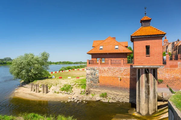 Prachtige Architectuur Van Grudziądz Met Graanschuren Wisla Rivier Polen — Stockfoto