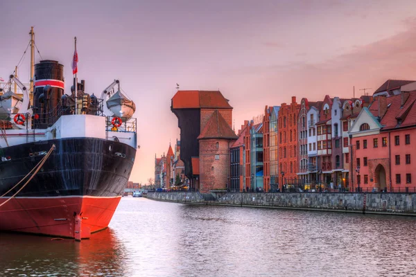 Belo Pôr Sol Sobre Rio Motlawa Gdansk Polônia — Fotografia de Stock