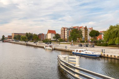 Elblag, Polonya - 21 Eylül 2018: Mimari Elblag, Polonya'nın eski şehir. Elblag Kuzey Polonya tarihi bir şehirdir.
