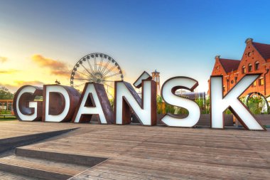 Sunrise, Polonya bir açık işareti ile Gdansk güzel mimarisi