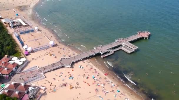 Lato Plaży Morza Bałtyckiego Molo Gdańsku Polska — Wideo stockowe