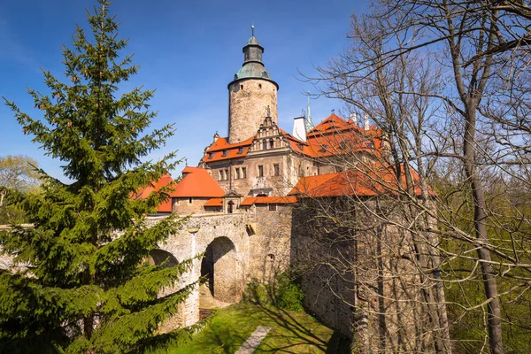 Prachtige Czocha Castle Sunny Day Polen — Stockfoto