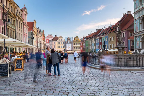 Poznaň Polsko Září 2018 Architektura Hlavního Náměstí Poznani Soumraku Polsko — Stock fotografie