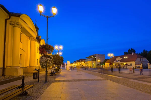 Place Principale Kosciusko Avec Hôtel Ville Bialystok Nuit Pologne — Photo