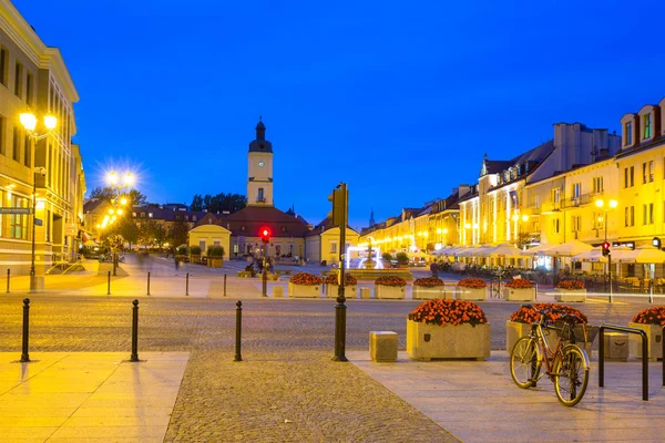 Białystok Polska Września 2018 Główny Plac Kosciusko Ratuszem Białymstoku Nocą — Zdjęcie stockowe