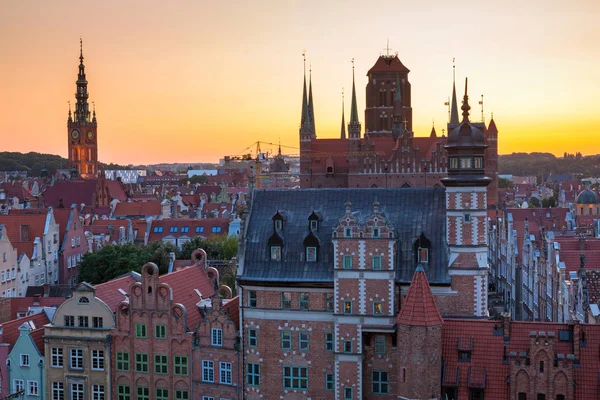 Gdaňsk Polsko Srpna 2019 Nádherný Západ Slunce Nad Starým Městem — Stock fotografie