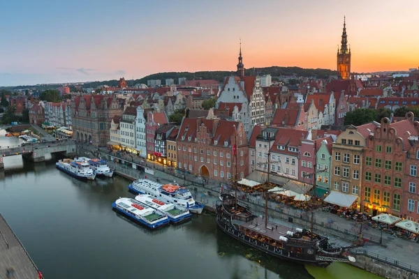 Gdansk Lengyelország Augusztus 2019 Gyönyörű Naplemente Régi Város Gdansk Lengyelország — Stock Fotó