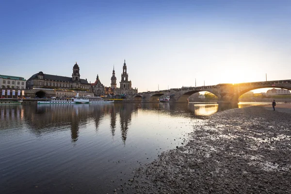 Elbe Nehri Saksonya Dresden Güzel Gün Batımı Almanya — Stok fotoğraf