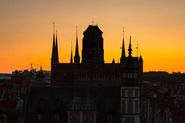 Mary Basilica Old Town Gdansk Sunset Poland — Stock Photo, Image