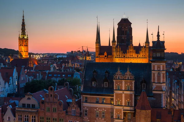 Nádherná Architektura Starého Města Gdaňsku Při Západu Slunce Polsko — Stock fotografie